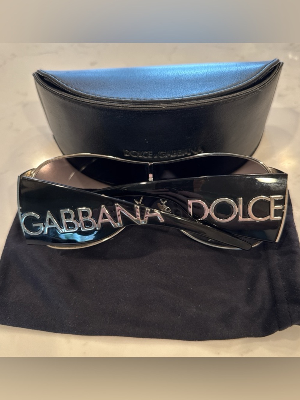 Dolce & Gabbana DG2005 Y2K Shield Wrap Sunglasses - Black/Silver